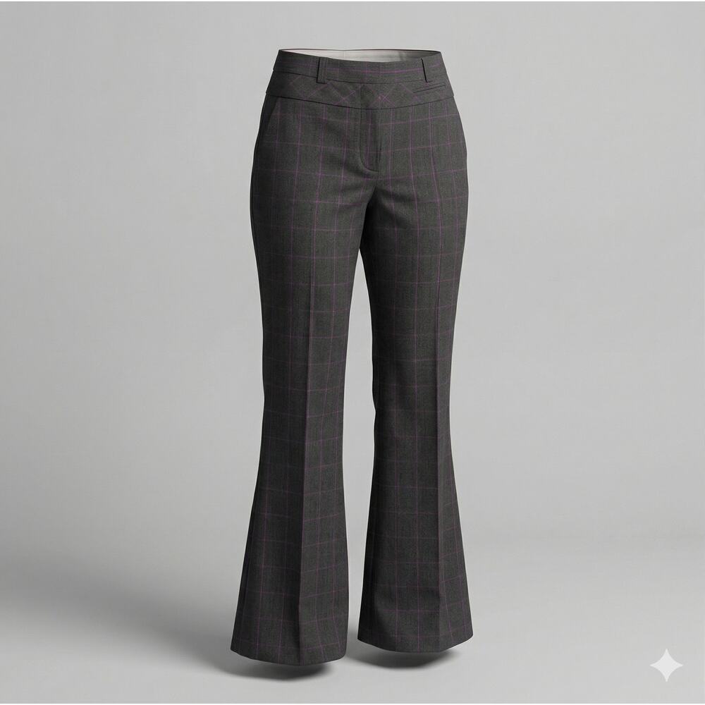 Diane von Furstenberg Women's 6 Office Career Old Money Wool Plaid Flare Pants